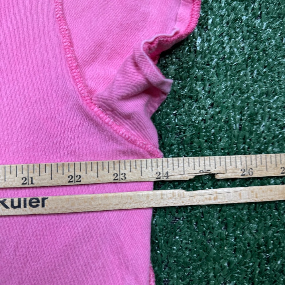 We The Free Shirt Women's Size M Pink Blouse Crop pedShort Sleeve Free People - Picture 4 of 5